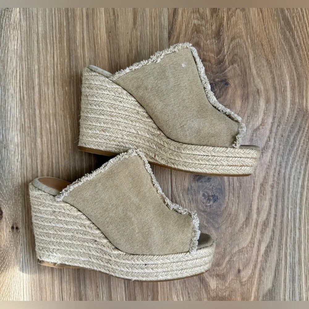 Castañer Canvas Espadrille Wedge Mules Beige Size 39